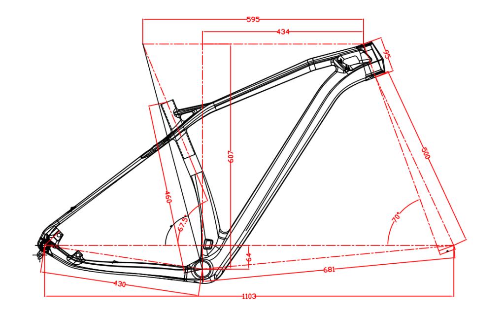 Cadre de vélo VTT semi-rigide en carbone