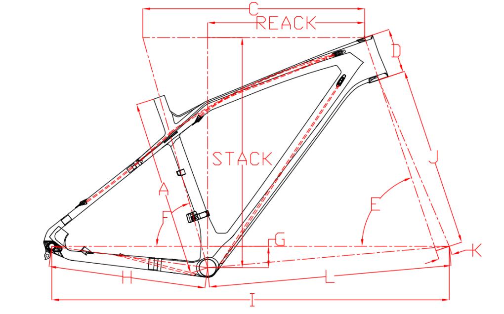 Cadre de vélo VTT Hardtail en carbone