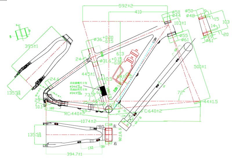 Dessin 2D pour cadres de VTT