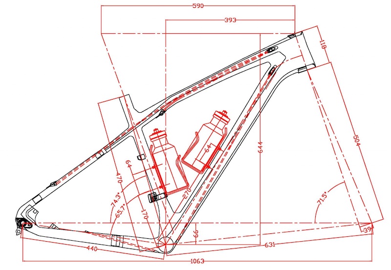 Dessin 2D de cadres de vélo VTT semi-rigides