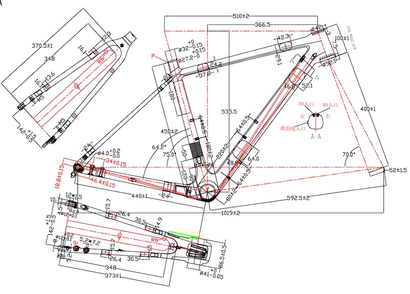 Dessin des cadres de vélo en carbone Gravel Cycloscross