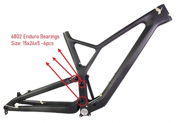 Taille de roulement Cadre de vélo tout suspendu
