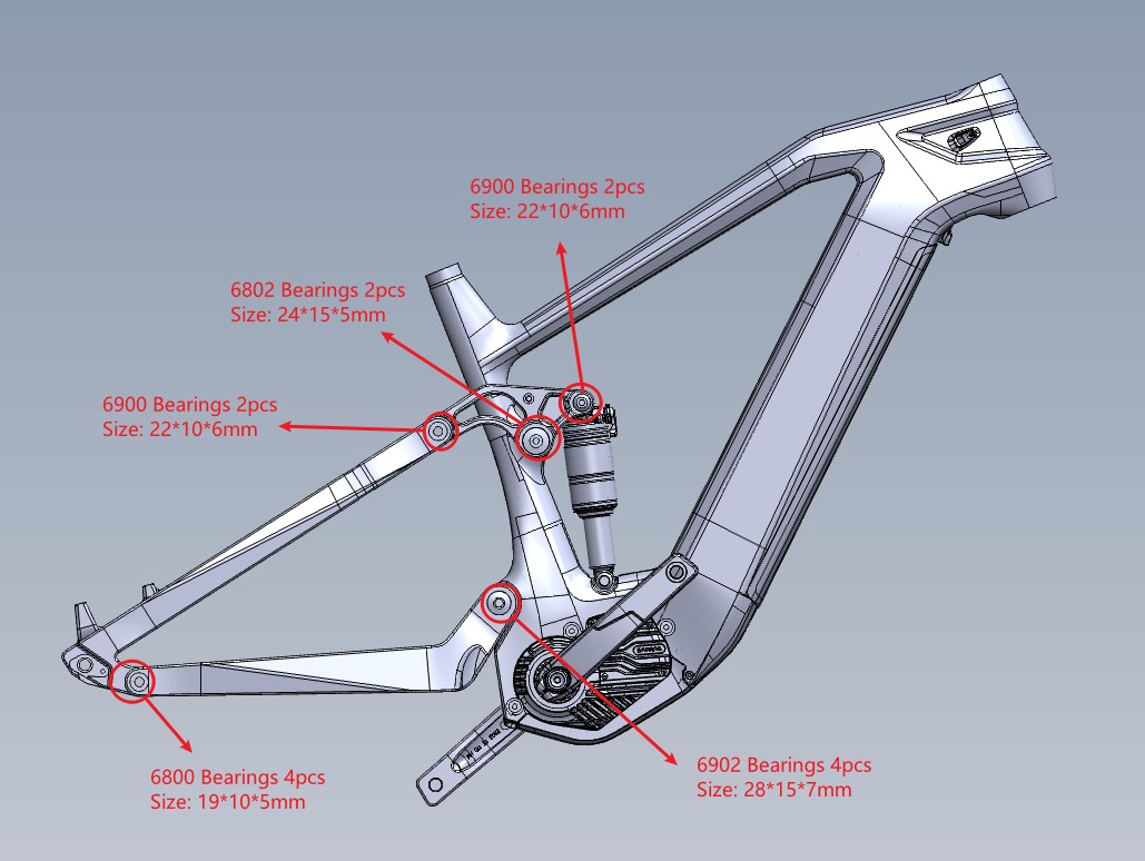 Taille de roulement du cadre de vélo en carbone