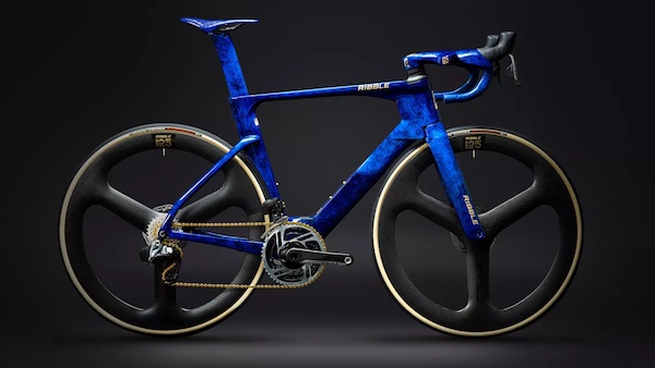 Ribble's Ultra SL R 125 fini en marbre bleu saphir avec feuille d'or